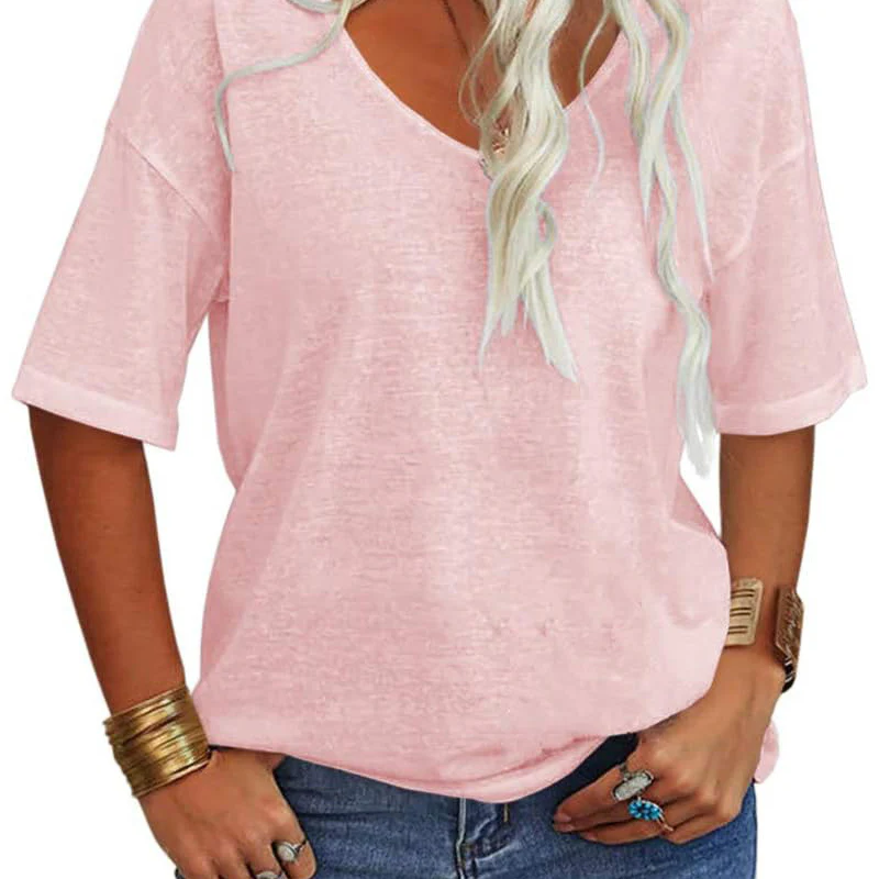 🌸LAST DAY SPECIAL PRICE: £9.99!!🌸Women's Casual V-Neck Short Sleeve T-Shirt - Image 20